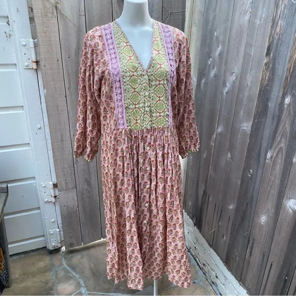 Zara Maxi Peasant Crochet Oversized Prairiecore dress size small NWT